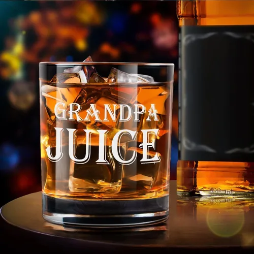 Miniatura 6 de LIGHTEN LIFE Vaso de whisky Grandpa Juice de 12 onzas, regalo único en valiosa caja de madera, ideas divertidas para nuevo abuelo, cumpleaños