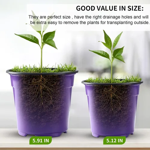 Miniatura 3 de Oubest Paquete de 30 macetas de plástico para plantas de 5 pulgadas con agujeros de drenaje, flores multicolores, trasplante de plántulas