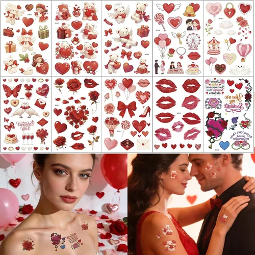 Miniatura 9 de 10 hojas de calcomanías temporales de henna de henna 5P negro + 5P marrón, calcomanías de tatuaje para mujeres, calcomanías de arte corporal para 5