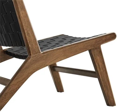 Miniatura 7 de Modway Saoirse - Sillón decorativo de madera de imitación en color negro nogal Cuero sintético negro nogal