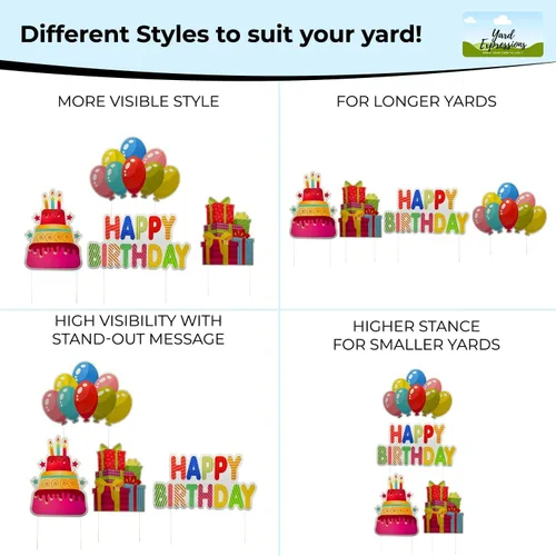 Miniatura 8 de Yard Expressions - Letrero de feliz cumpleaños con estacas para el patio, fácil de instalar, letrero grande de cumpleaños impermeable de 16