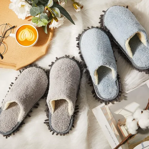 Miniatura 2 de Jecery 2 pares de pantuflas de microfibra para limpieza de suelos de chenilla, limpiadores de tabla base, herramientas de limpieza para el hogar