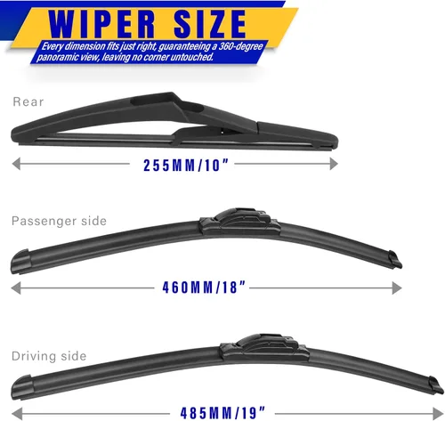 Miniatura 2 de 3 limpiaparabrisas de repuesto para Mini Cooper 2006-2011, cuchillas limpiaparabrisas de repuesto de equipo original - 19"/18"/10" pulgadas