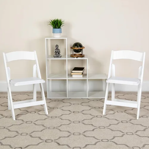 Miniatura 12 de EMMA + OLIVER Paquete de 4 sillas plegables de madera negra con asiento acolchado de vinilo