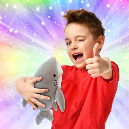 Miniatura 2 de DolliBu - Peluche de tiburón – Animal de peluche súper suave tiburón gris marino, animal marino realista de peluche para niños y niñas, lindo
