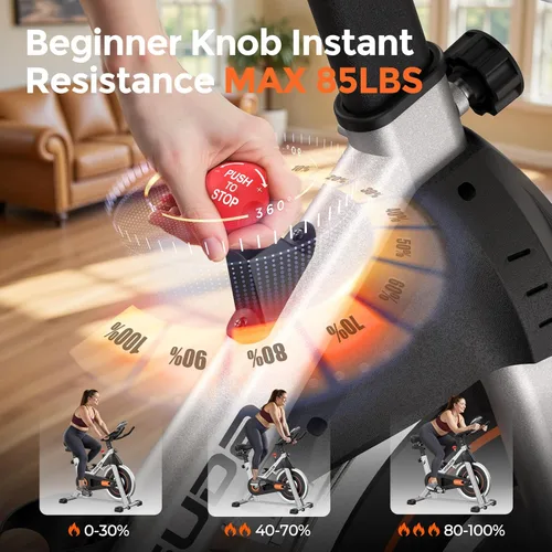 Miniatura 3 de YOSUDA Exercise Bike, Brake Pad Stationary Bike for Home with Exclusive App, Magnetic Indoor Cycling Bike with 300 lb Weight Capacity, Low Noise