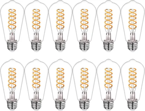 Miniatura 11 de Paquete de 6 bombillas Edison ST19 ST58, bombillas LED vintage, blanco suave de 2700 K, bombilla de filamento LED en espiral flexible antiguo