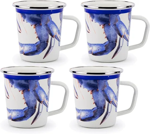 Miniatura 4 de Golden Rabbit Enamelware Latte Tazas de café o té, 16 onzas, Aspen Grove, juego de 4