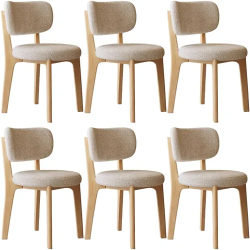 Miniatura 43 de YVYKFZD Solid Wood Dining Chairs, Fabric Dining Room Chair Set of 2/4/6, Upholstered Kitchen Chairs with Curved Backrest, Armless Living Room Chair