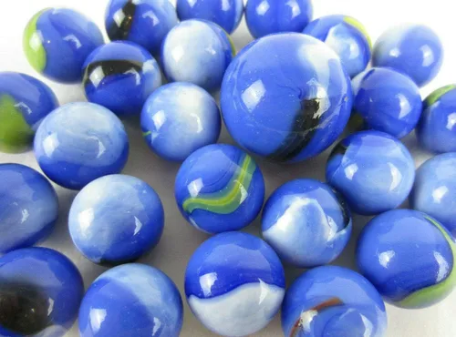 Miniatura 2 de ~25 canicas de cristal delfín azul/naranja/amarillo remolino estilo clásico paquete de juego (24 jugadores, 1 tirador) decoración/relleno
