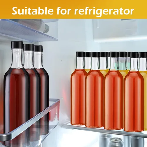 Miniatura 5 de Yinder 24 botellas de plástico de cuello largo con vertedor de 25 onzas, botellas vacías de licor de vino transparente para verter con 24 vertedores