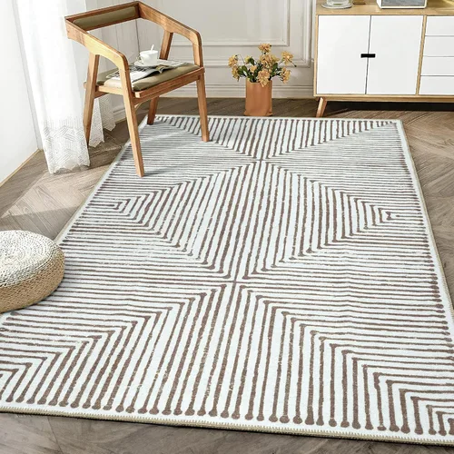 Miniatura 25 de Bloom Rugs Alfombra de pasillo lavable antideslizante de 12 pies – Beige/rosa moderno geométrico para entrada, pasillo, baño y cocina