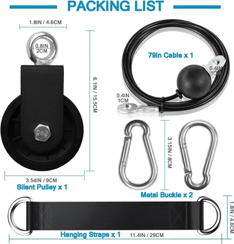 Miniatura 7 de Polea de cable de rotación de 360 grados, silenciosa, inoxidable, 3.54 pulgadas, 330 libras, carga de trabajo para equipo de gimnasio, tendedero