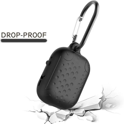 Miniatura 3 de Funda impermeable para AirPods Pro de 2ª generación, funda protectora de silicona antipérdida, carga inalámbrica y LED visible, con mosquetón
