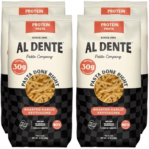 Al Dente Carba-Nada Fettuccine de ajo asado, bajo en carbohidratos, alto en proteínas, apto para dieta cetogénica y de puntos, fideos de pasta