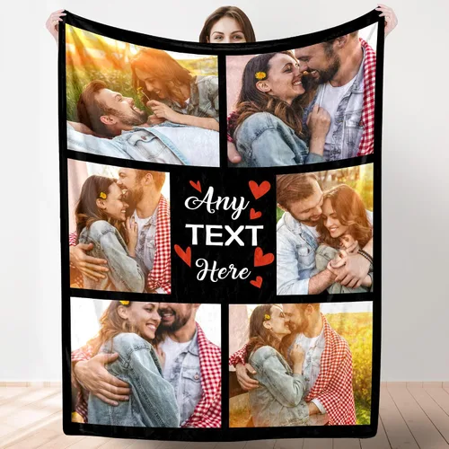 Miniatura 11 de Artsadd Manta personalizada con collage de texto fotográfico, manta de fotos personalizada para hombres, mujeres, él o ella, manta personalizada