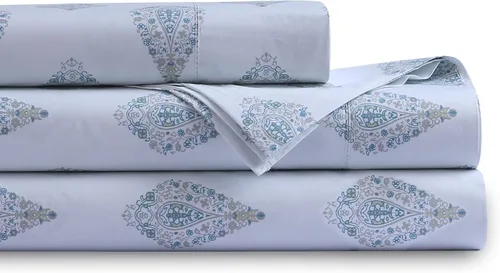 Miniatura 6 de Tribeca Living Sábanas de algodón egipcio de 1000 hilos, tamaño King, tejido de satén lujoso y ultrasuave, juego de sábanas de 4 piezas con bolsillo