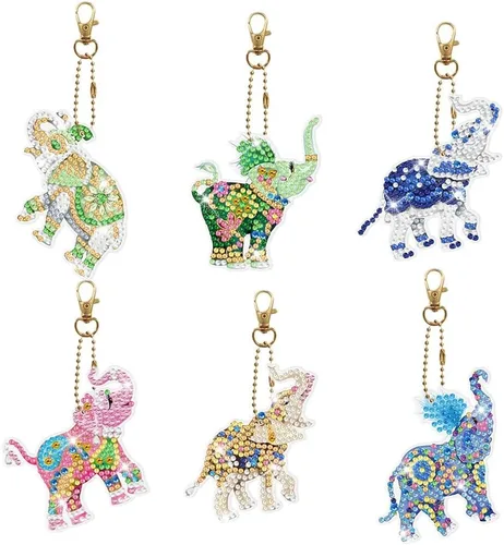 Miniatura 9 de 5pcs DIY 5D colorido búho diamante pintura llavero kits doble cara búho diamante arte llavero llavero