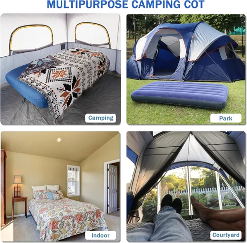 Miniatura 5 de KAMPKEEPER - Cama de Campamento, Camas de Campamento para Adultos, Cama Plegable de Campamento con Colchón de Aire Inflable y Bolsa de Transporte