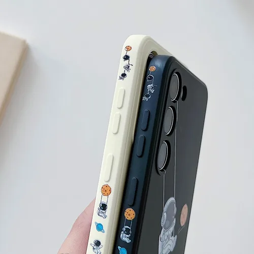 Miniatura 13 de Yonds Queen para Samsung Galaxy S21 Funda Linda, Diseño de Astronauta de Dibujos Animados, Espacio, Luna, Cohete, Elegante Cubierta Amortiguadora
