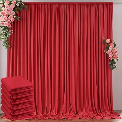 Miniatura 57 de Cortinas de telón de fondo blanco de 30 pies x 8 pies para fiestas de boda, 6 paneles de 5 pies x 8 pies, cortinas de fotografía de poliéster sin