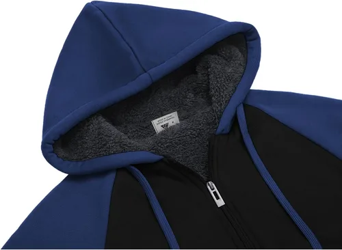 Miniatura 14 de GEEK LIGHTING Sudadera con capucha y cremallera para hombre, forro polar, chaqueta gruesa con capucha para invierno, cálida sudadera atlética
