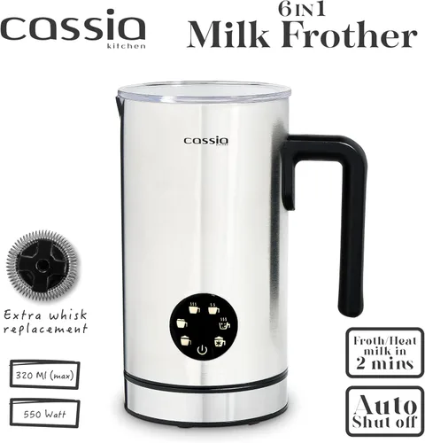 Miniatura 3 de Cassia Espumador de leche eléctrico con funciones 5 en 1 - Espuma fría y caliente, chocolate y calentador de leche - 550W, control digital