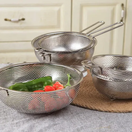 Miniatura 4 de KALLORY Colador de arroz Colador de malla fina con asa Colador de acero inoxidable fino para fregadero de grasa Cesta de fregadero de arroz Lavado