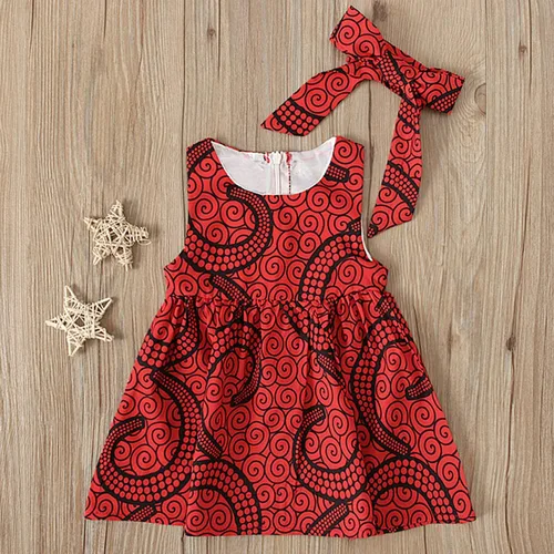 Miniatura 5 de Trajes tradicionales para niñas pequeñas, diadema de princesa Dashiki, ropa escolar africana para niñas (rojo, 18-24 meses)