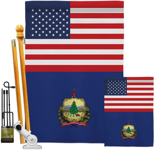 US Vermont Garden House Flags Kit Americana States USA American Territories Republic Country Particular Area Small Decorative Gift Yard Banner