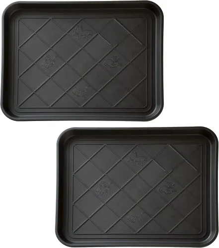 Alfombrilla o bandeja para botas, de Stalwart, ecológica, 30 x 15 pulgadas, tamaño grande, negra, Negro