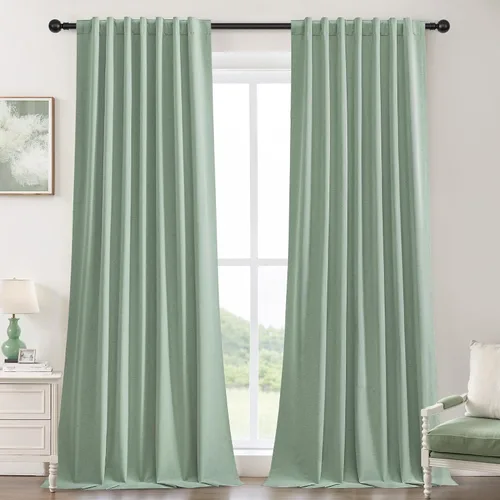 Miniatura 22 de UHITECH Cortinas opacas de 35 pulgadas de largo para sala de estar, 2 paneles, cortina opaca corta para cocina para ventanas pequeñas, cortinas
