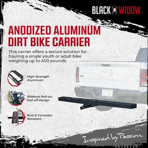 Miniatura 2 de Black Widow Portabicicletas Pro de Aluminio Anodizado para Bicicletas de Tierra para Bicicletas de Adultos, Motocicletas o Bicicletas de Neumáticos