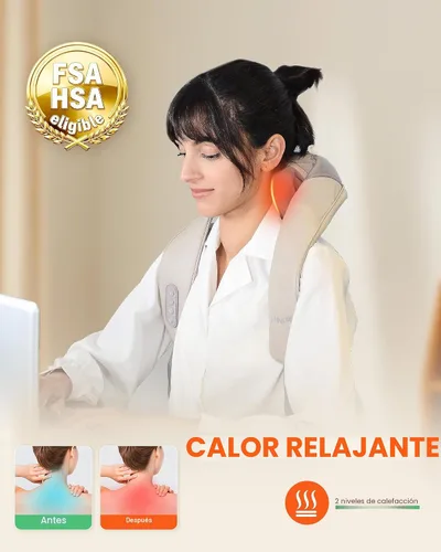 Miniatura 4 de Heycool - Almohada Masajeadora de Cuello Inalámbrica con Calor, Elegible para FSA HSA, Masajeador de Cuello y Hombro de Amasamiento Profundo 4D