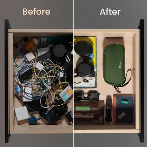 Miniatura 9 de tomtoc Organizador de Electrónicos Estuche de Viaje, Bolsa de Viaje Resistente al Agua Organizador de Cables para Artículos Esenciales, Estuche Verde