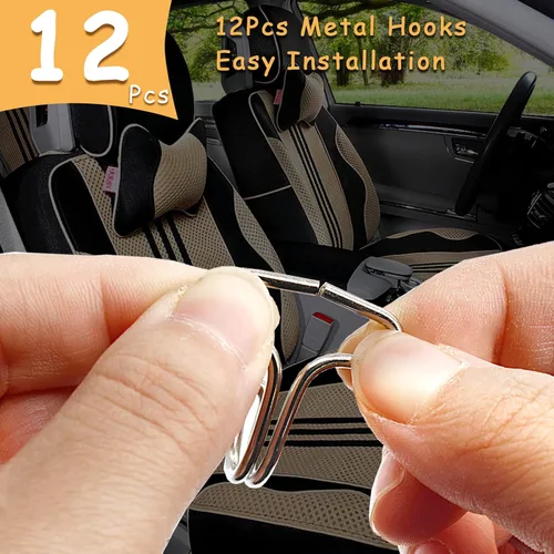 Miniatura 3 de Juego de 24 fundas de asiento de automóvil, ganchos de metal con placa de ciruela, 12 fundas de plástico para asientos de automóvil y 12 ganchos