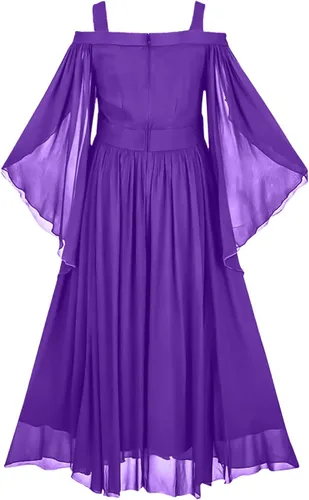 Miniatura 4 de Charella Vestido gótico para mujer, de hilo de red, hombros descubiertos, fluidos, vestidos de fiesta, góticos, steampunk, vestido de fiesta de boda