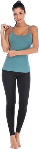 Miniatura 5 de RUNNING GIRL - Camiseta deportiva sin mangas para mujer con sujetador incorporado, copas BC, espalda con tiras, ropa activa, tops de compresión