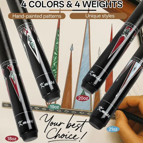 Miniatura 7 de Kmise Pool Stick Set of 4, 58" Canadian Maple Pool Cue Sticks for Adults, 18 19 20 21oz Professional Billiards Pool Cue for Bar House Pool Table 4