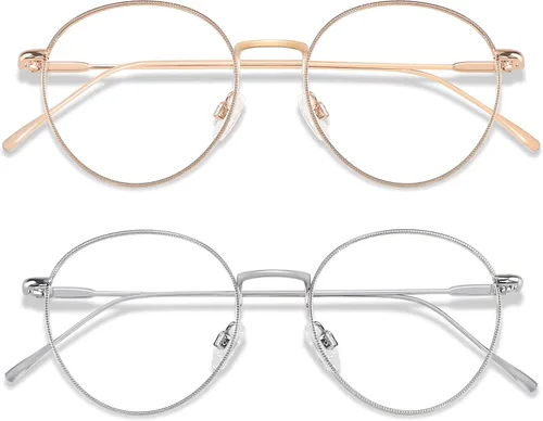 Miniatura 8 de ANDWOOD Gafas de bloqueo de luz azul para mujeres y hombres, computadora de cara pequeña, bloqueador de luz azul transparente, marco de metal súper