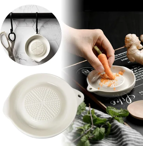 Miniatura 6 de ZRM&E Placa de rallador de porcelana de cerámica blanca multiusos, máquina de pulido para frutas, verduras, jengibre, ajo, cebolla
