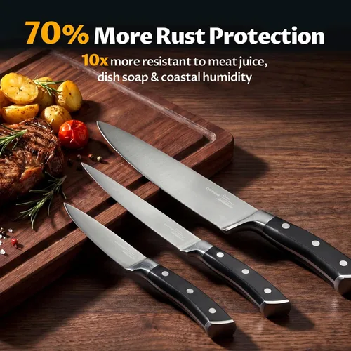 Miniatura 3 de OAKSWARE Juego de cuchillos de cocina de 3 piezas, cuchillos de cocina ultra afilados, cuchillo de pelar y cuchillo utilitario para cocina, acero