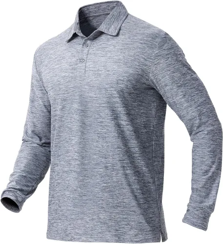 Miniatura 28 de NAVISKIN Camisas polo de manga larga para hombre, camisas de golf con cuello UPF 50 SPF para hombre, secado rápido, absorbe la humedad