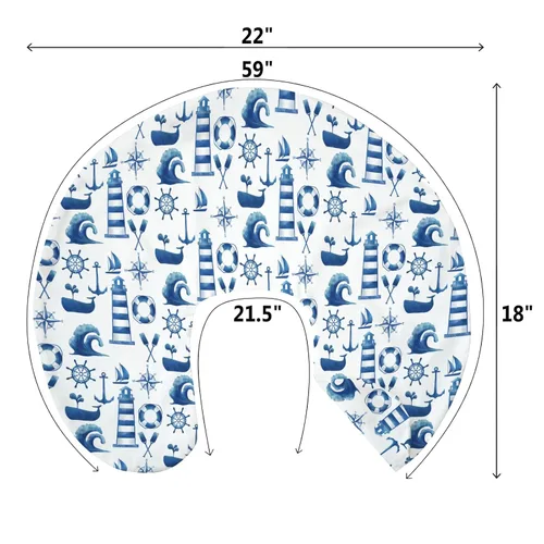 Miniatura 9 de Fundas de almohada náuticas de lactancia para bebés náuticos de color blanco marino para niño y niña, brújula, anclajes de ballena, almohada de Azul