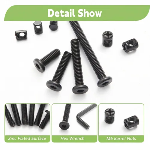 Miniatura 4 de Crib Screws Hardware Replacement Kit - M6x15/20/30/40/50/60/70/80 mm Hex Drive Socket Cap Screws Barrel Nuts,71pcs 8 Size Crib Bolts &Barrel Nuts