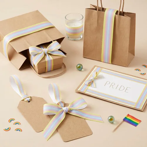 Miniatura 4 de LGBTQ Rayas LGBTQ Impreso 7/8 Pulgadas Cinta Grosgrain Blanca Gay Pride Cheer 10 Yardas