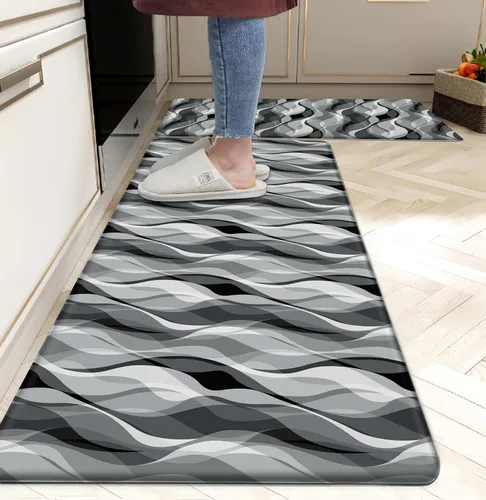 Miniatura 12 de weesire Alfombra de Cocina Verde Tapetes Anti Fatiga para Piso de Cocina Alfombras de Cocina Verde Salvia Floral Hierbas Espuma Viscoelástica Tapete