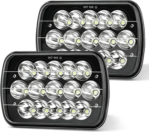 CO LIGHT Faros delanteros LED rectangulares de 7 x 6, 5 x 7, haz alto/bajo, faros delanteros sellados compatibles con Cherokee XJ Wrangler YJ