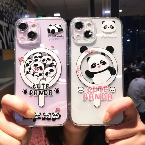 Miniatura 4 de Roemary Pandas - Funda para iPhone 13 Pro Max con diseño MagSafe, carga inalámbrica magnética transparente, funda de TPU transparente para iPhone 13