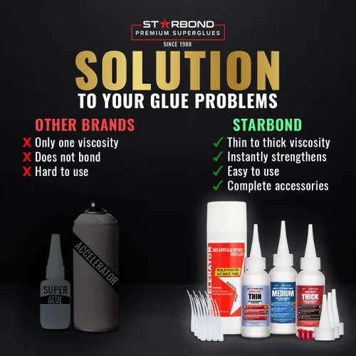 Miniatura 6 de STARBOND CA Glue con Kit Activador – Botellas Delgada, Mediana y Gruesa de 2 oz con Acelerador de 6 oz – Paquete de Superpegamento de Cianoacrilato